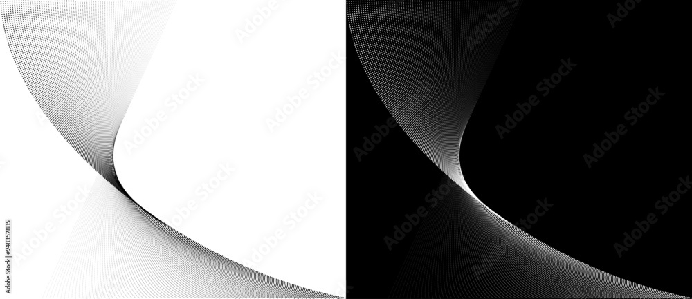 Leinwandbilder Modern abstract background. Halftone dots as design element. Black shape on a white background and the same white shape on the black side.