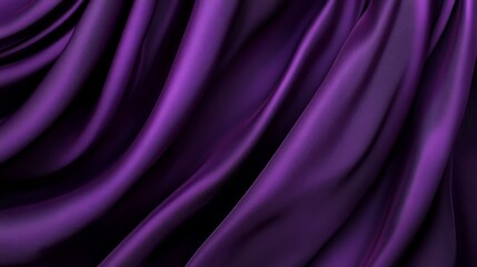 This image features a close-up shot of a luxurious purple silk fabric draped in soft, flowing folds, creating a smooth and elegant backdrop or texture.  The deep purple color adds a touch of royalty a
