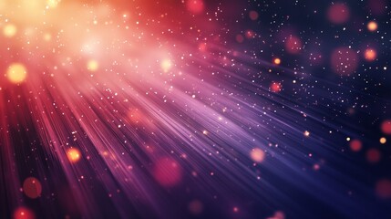 Fototapeta premium This image showcases a vibrant background featuring radiant light beams emanating from the top, illuminating a field of shimmering sparkles. The color palette is predominantly warm and inviting, with 