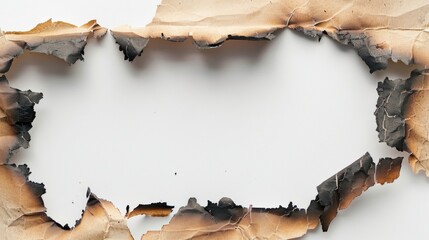 Burnt Paper Texture featuring Torn Edges beautifully contrasted with a White Background