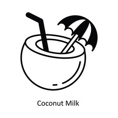 Coconut Milk Vector solid icon design illustration. food and drinks symbol on white background EPS 10 File 