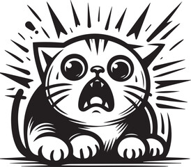 Scared Cat Outline Vector, Cat Vector, Hissing Cat Clipart
