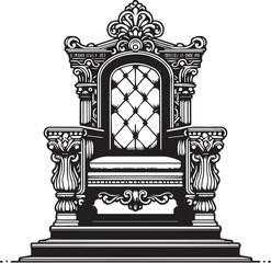 Throne Chair Outline Vector, Royal Chair Vector, Throne Clipart
