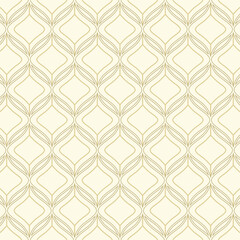 Seamless geometric pattern with interwoven wavy lines on a beige background. Suitable for backgrounds, textiles or decorative elements.