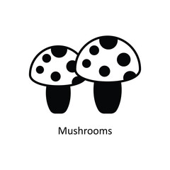 Mushrooms Vector solid icon design illustration. food and drinks symbol on white background EPS 10 File 