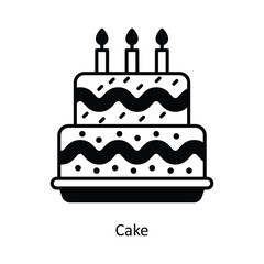 Cake Vector solid icon design illustration. food and drinks symbol on white background EPS 10 File 