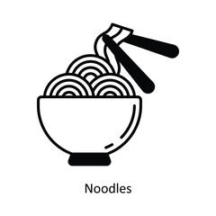 NoodlesVector solid icon design illustration. food and drinks symbol on white background EPS 10 File 