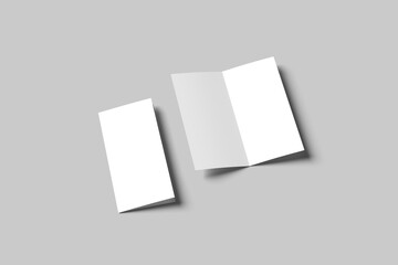 Blank bifold brochure set on gray background 