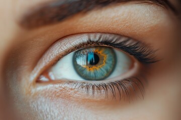 Fototapeta premium A detailed close-up of a human eye showcasing the vibrant blue tangential colors and sharp, well-defined eyelashes.