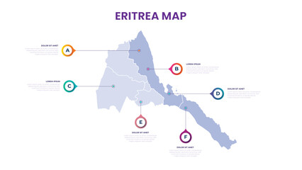 A map of the Eritrea. Eritrea infographic vector illustration with data and country information