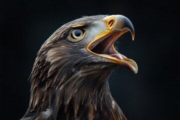 Obraz premium Closeup of an Eagle's Head with a Wide Open Beak