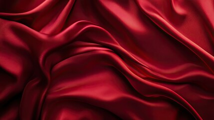 Obraz premium A flat lay of rich, silky satin fabric in various shades of red, creating a luxurious, flowing background