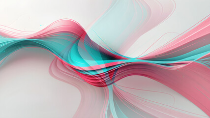 Obraz premium Blue and Pink 3D Wavy Abstract Background with Fluid Design and Modern Aesthetic