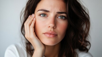 Thoughtful Woman with Green Eyes