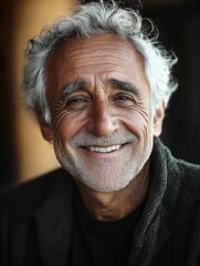Fototapeta premium Wise and Content: Portrait of a Joyful Elderly Man