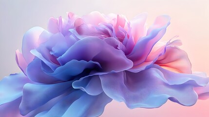 A Futuristic Floral 3D Rendered Closeup of a Blooming Peony in Purple and Blue Hues