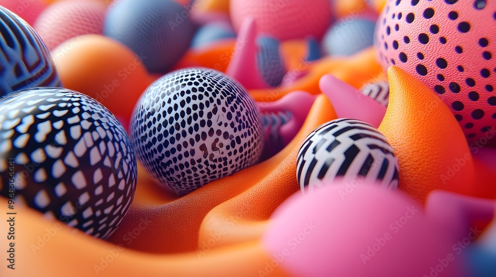 Poster vibrant 3d rendered abstract art with geometric shapes and bold colors captivating depth of field