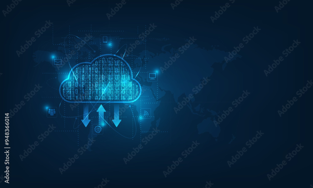 Poster cloud computing concept.abstract cloud connection technology background