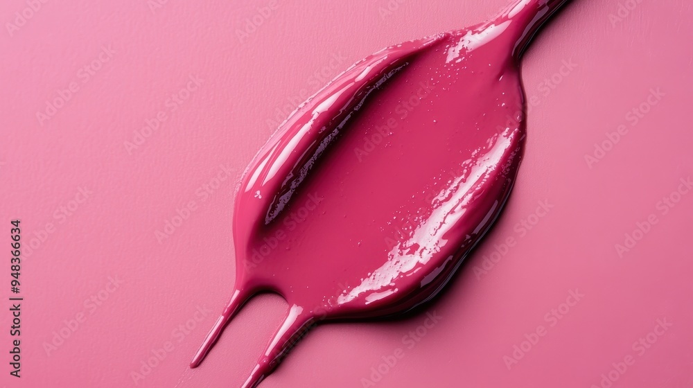 Poster a close-up view of vibrant pink paint splattered across a canvas, showcasing the dynamic fluidity an