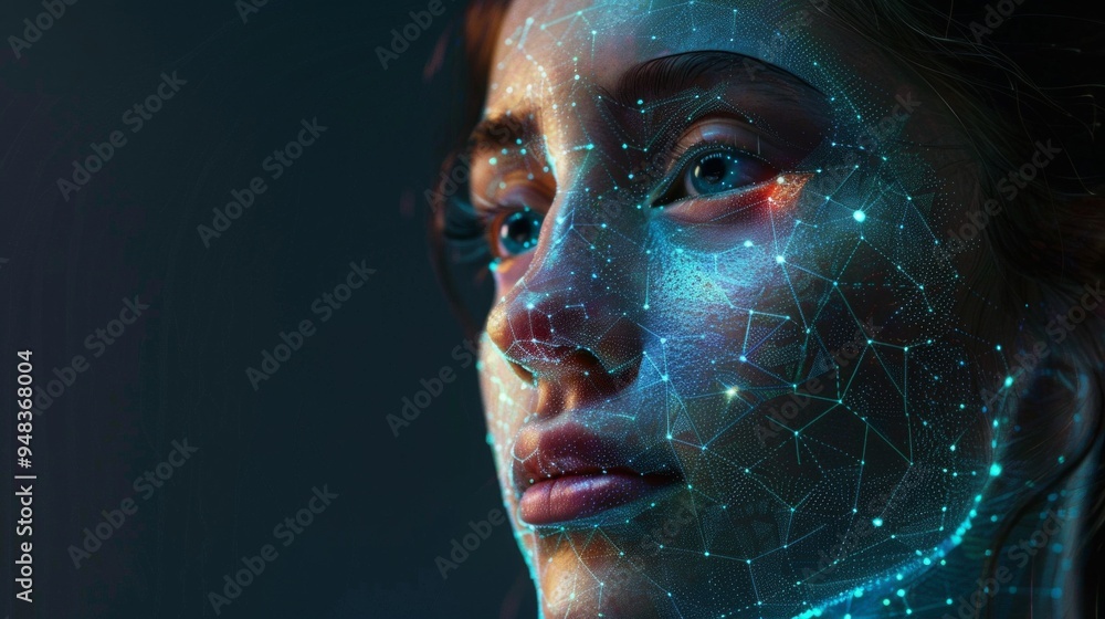 Poster exploring the impact of ai deepfakes on facial recognition technology in digital art