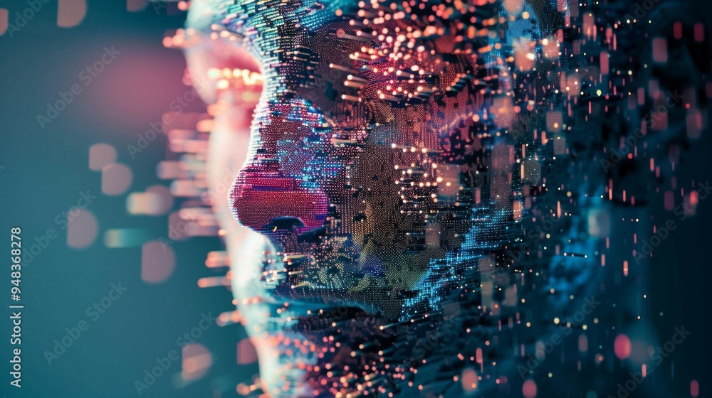 Poster ai's evolution in emotion recognition illustrated through a digital face transforming from frown to 