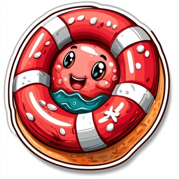 recommend clip art: Cute Donut in a Lifebuoy