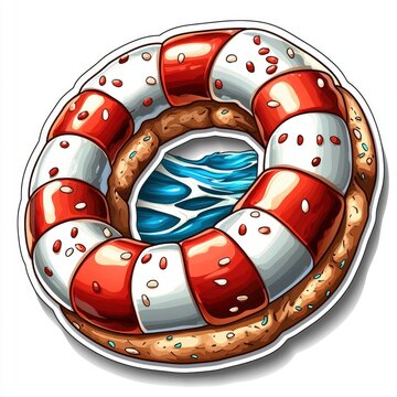 recommend clip art: Red and White Lifebuoy Donut