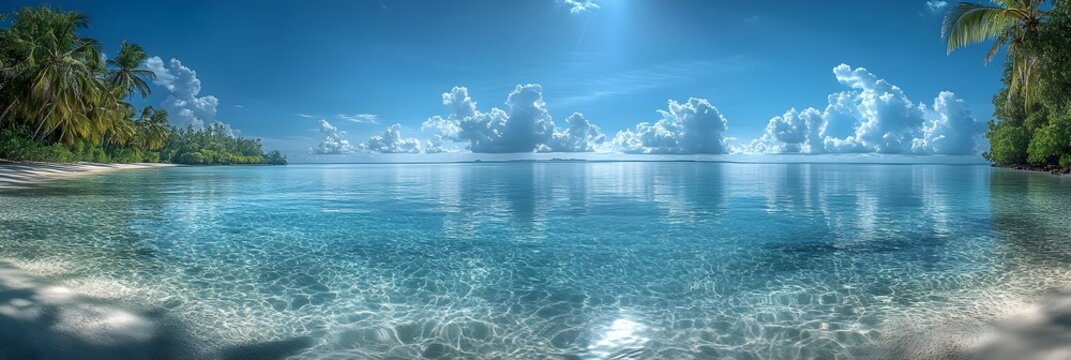 Serene Tropical Lagoon with Swaying Palms and Turquoise Waters in Yap Micronesia