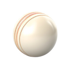 White cricket ball with red stitching. Isolated on transparent background