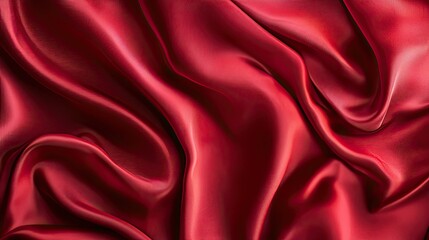 Obraz premium An array of red satin fabric, arranged in a flat lay, with silky, flowing textures creating a vibrant backdrop
