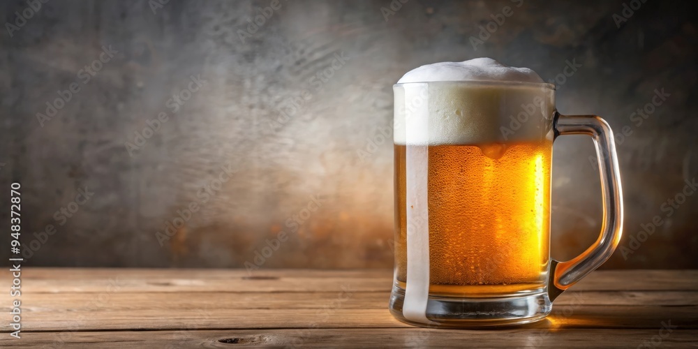 Poster Light and refreshing beer in a mug with a frothy foam, perfect for a relaxing afternoon
