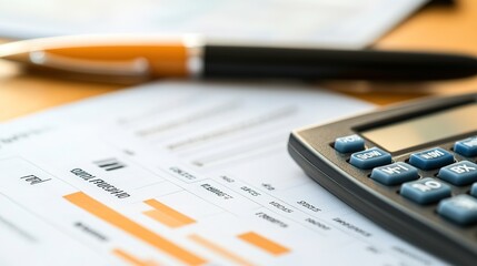 A close-up of a document showing insurance premium amounts, with a calculator and pen nearby.