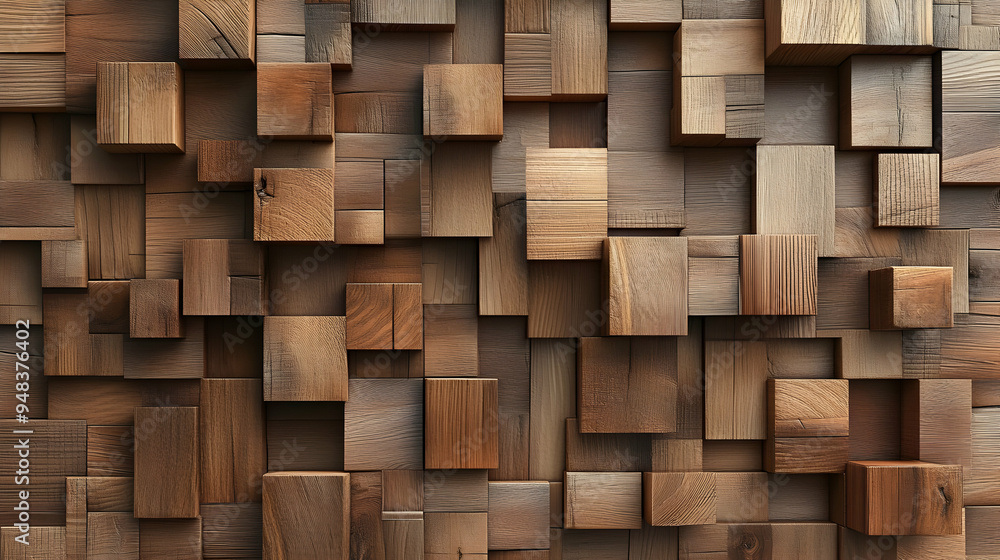 Aufkleber abstract wooden block pattern with various textures and shapes.