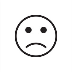 Fototapeta premium Angry , sad or unhappy emoji emotion icon. Black color in white background. vector illustration. 