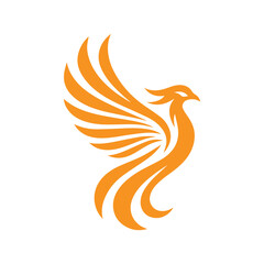 awesome flying phoenix logo vector