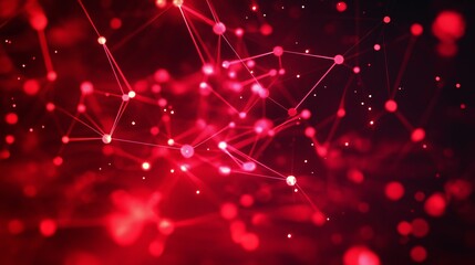 Luminous red network connection with sparkling dots background. Based on Generative AI