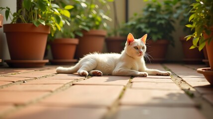 Singapura Cat Relaxing on Patio