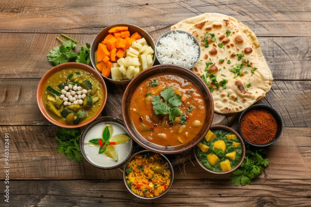 Wall mural national indian dish.sambar.traditional indian cuisine.a nutritious meal of sambhar with vegetables 