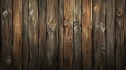 Fototapeta premium Close up texture of dark brown wooden planks with knots.