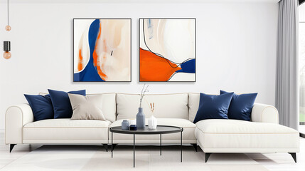 Sofa in Modern Living Room with Stylish Interior Design and Artwork