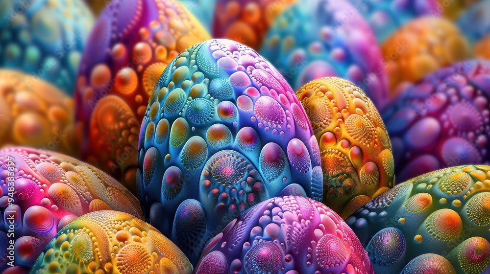 Poster abstract colorful eggs with detailed patterns