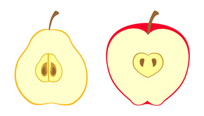 sliced fresh fruits apple and peer