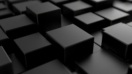 Abstract geometric blocks on a black background, rendered in 3D. 