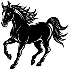 Obraz premium The silhouette of a galloping horse reveals its dynamic movement and majestic aura. 