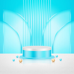 3D blue podium display product