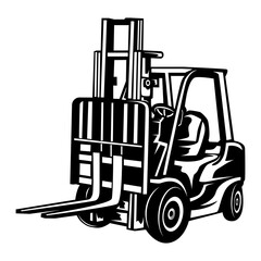 Forklift | Construction Vehicle | Heavy Lift | Hydraulic Machine | Warehouse Vehicle| Heavy Equipment | Skilled Operator | Industrial | Original Illustration | Vector and Clipart | Cutfile and Stencil