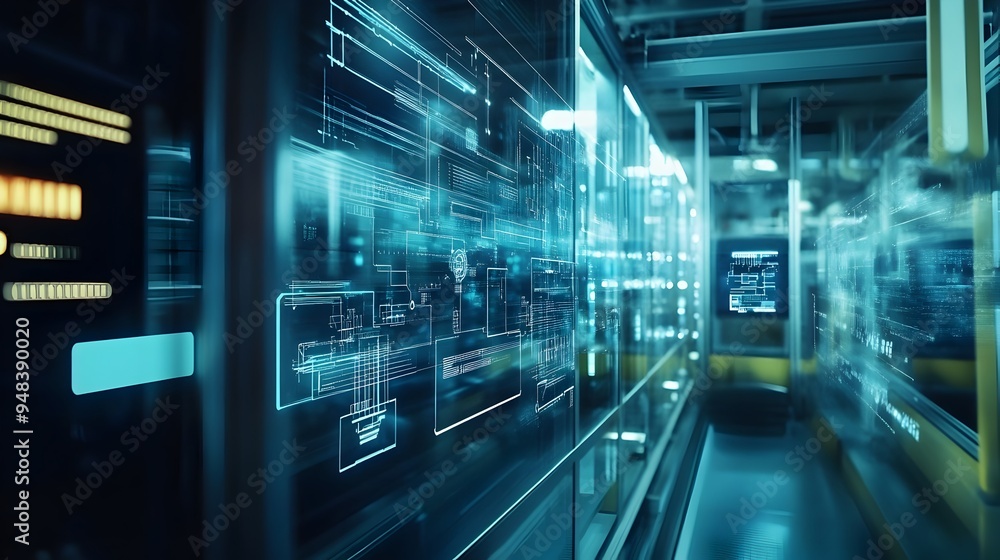 Poster photograph of a state of the art smart factory leveraging iot technology for comprehensive safety mo