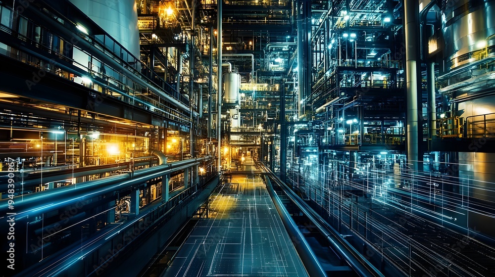 Poster photograph of an iot integrated smart factory showcasing real time monitoring and control systems fo