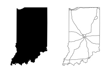 Indiana State Border With Interstate Highway Lines