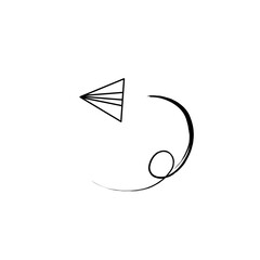 Plane, Linear paper plane. Drawing collection of vector origami air transport planes